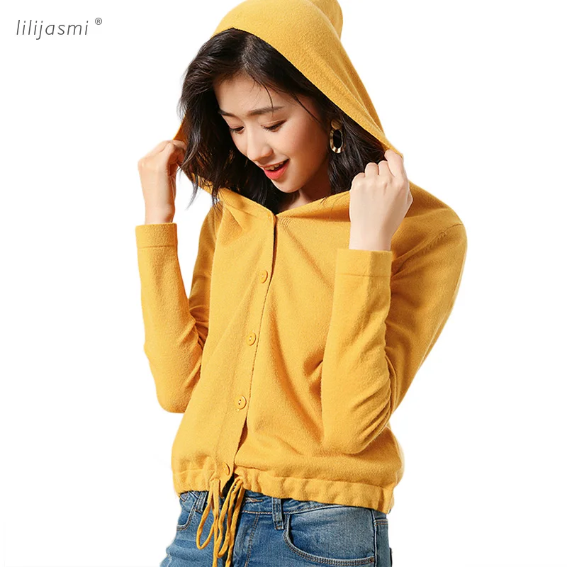 2019 Spring Fall New Women Knit Button Drawstring Hoodie Sweatshirt Short Hooded Collar Thin Knit Pullover Inner Knitwear
2019 Spring Fall New Women Knit Button Drawstring Hoodie Sweatshirt Short Hooded Collar Thin Knit Pullover Inner Knitwear