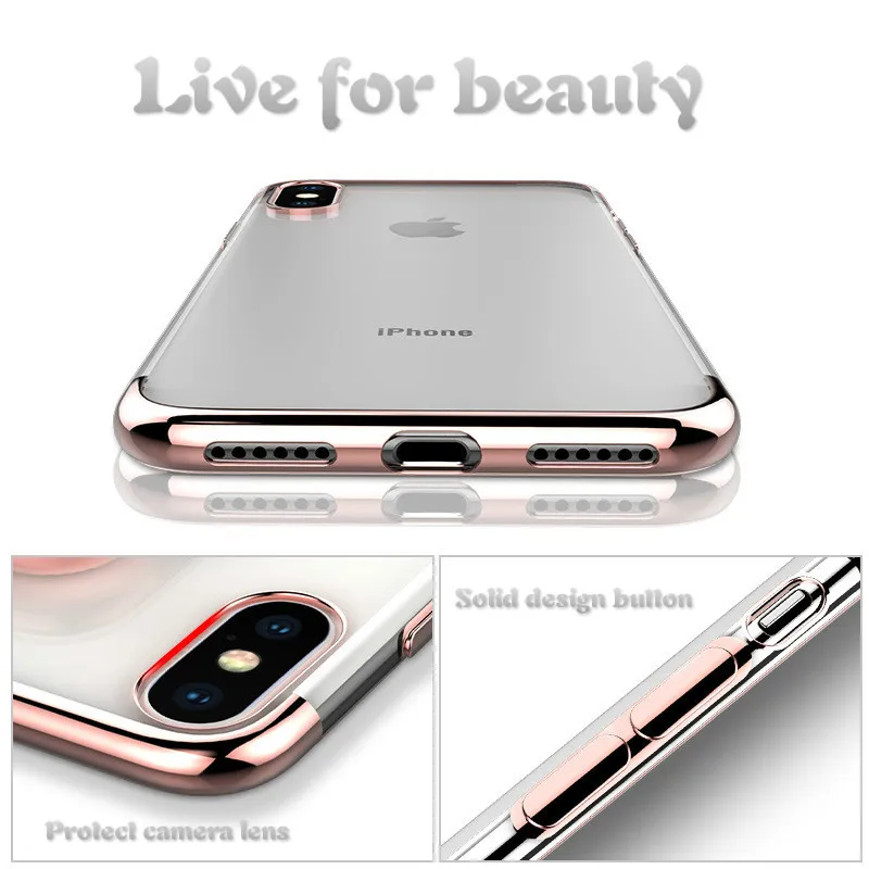 Phone Case for iphone XS MAX XR Case Ultra Thin Transparent Plating Soft Silicone TP for iphone 6 6S 7 8 X Plus Case Shell i7
Phone Case for iphone XS MAX XR Case Ultra Thin Transparent Plating Soft Silicone TP for iphone 6 6S 7 8 X Plus Case Shell i7