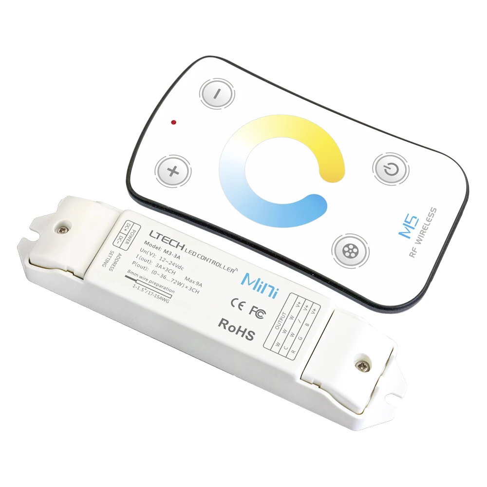 New Arrival LTECH DC 12V 24V Input 3Ax3CH 9A Output RF Wireless Remote Touch Panel Led White/Cold White Strip CT Controller
New Arrival LTECH DC 12V 24V Input 3Ax3CH 9A Output RF Wireless Remote Touch Panel Led White/Cold White Strip CT Controller