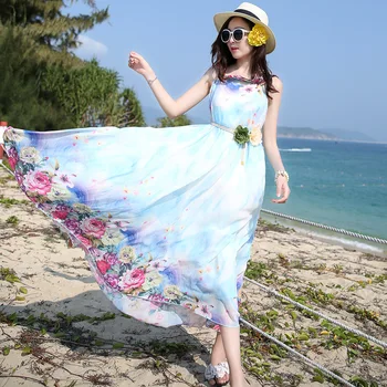Bohemian Beach Dresses Sleeveless Circular Collar Fold Large Hem Long Dress 2018 Summer Dress Women Party Vestidos
Bohemian Beach Dresses Sleeveless Circular Collar Fold Large Hem Long Dress 2018 Summer Dress Women Party Vestidos