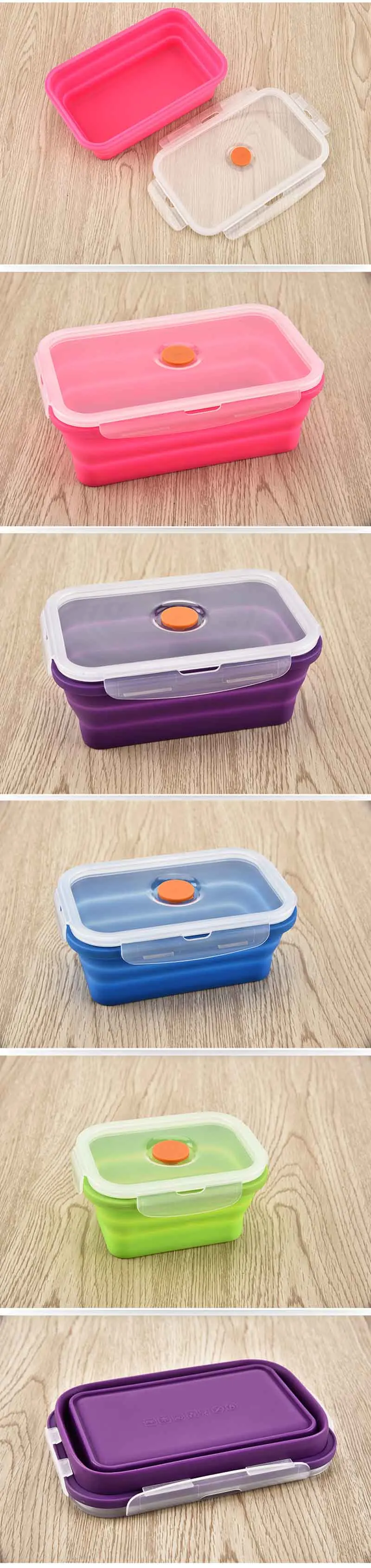 Baby Food Storage Food-grade Silicone Children Folding Box Portable Outdoor Camping Travel Non Toxic Toddler Dinnerware BB5063 (8)