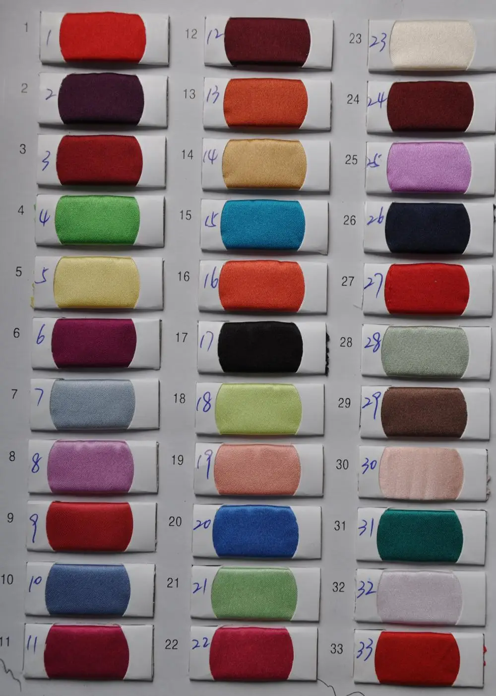 Satin Color Chart 1