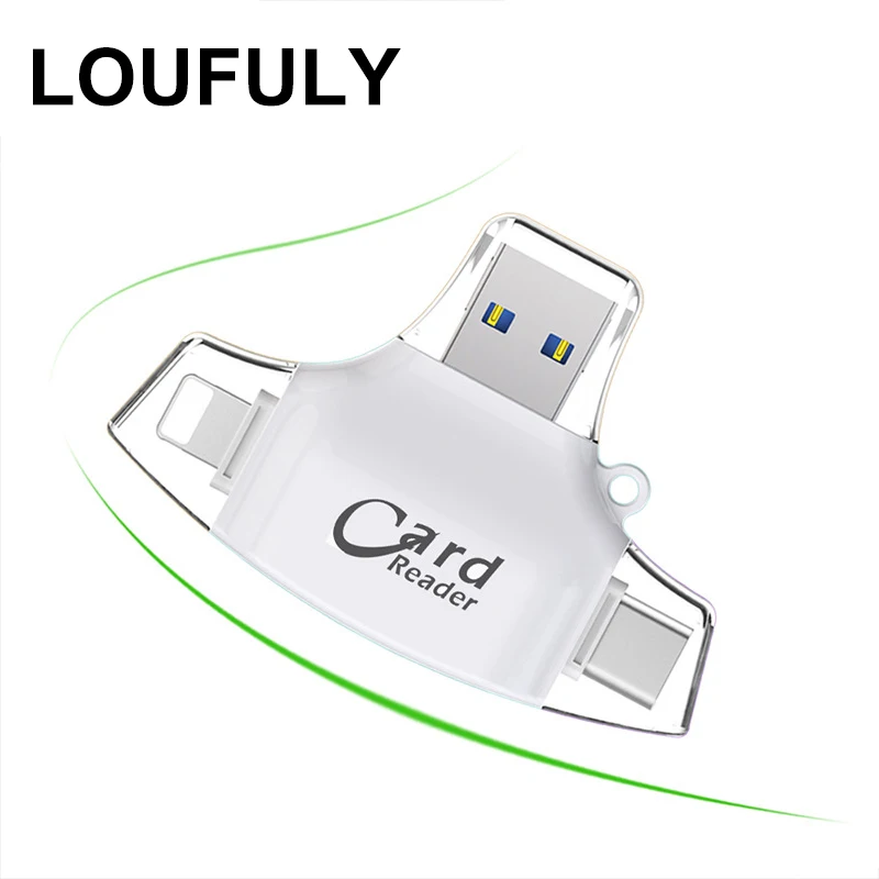 For iPhone Card Reader Multi-function 4 in 1 TF SD Card Reader For Camera OTG Card Reader
For iPhone Card Reader Multi-function 4 in 1 TF SD Card Reader For Camera OTG Card Reader