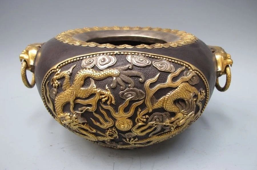 China Royal 100% Bronze 24K Gold Silver Dargon play Beads Palace Vase Jar Pot
China Royal 100% Bronze 24K Gold Silver Dargon play Beads Palace Vase Jar Pot