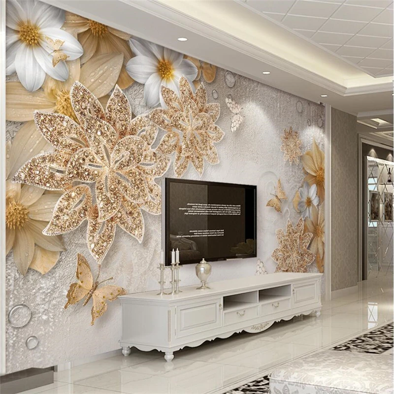 beibehang Custom wallpaper 3d luxury gold jewelry flowers butterfly TV background living room bedroom wall decoration
beibehang Custom wallpaper 3d luxury gold jewelry flowers butterfly TV background living room bedroom wall decoration