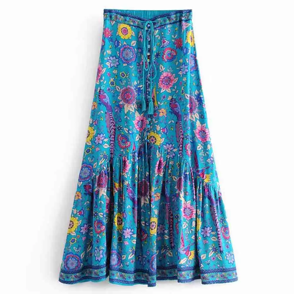 ANSFX Bohemia Vintage Ethnic Paisley Peacock Bird Floral Elastic Waist Bow Tied Tassel Buttons Midi Ankle-Length Swing Skirts
ANSFX Bohemia Vintage Ethnic Paisley Peacock Bird Floral Elastic Waist Bow Tied Tassel Buttons Midi Ankle-Length Swing Skirts