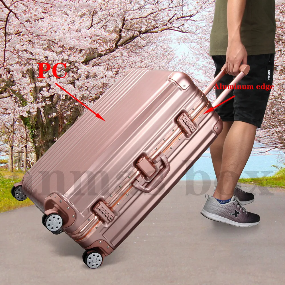 20/28 inch Luxury Rose Gold Rolling Luggage 4 Wheels Spinner Suitcase Aluminum Frame Luggage PC Trolley Case
20/28 inch Luxury Rose Gold Rolling Luggage 4 Wheels Spinner Suitcase Aluminum Frame Luggage PC Trolley Case
