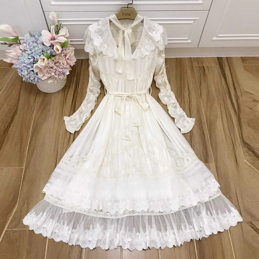 Red RoosaRosee New Spring Summer Designer Dress Women's Bow Collar Full Sleeve Gauze Patchwork Romantic Robe Femme Dresses
Red RoosaRosee New Spring Summer Designer Dress Women's Bow Collar Full Sleeve Gauze Patchwork Romantic Robe Femme Dresses
