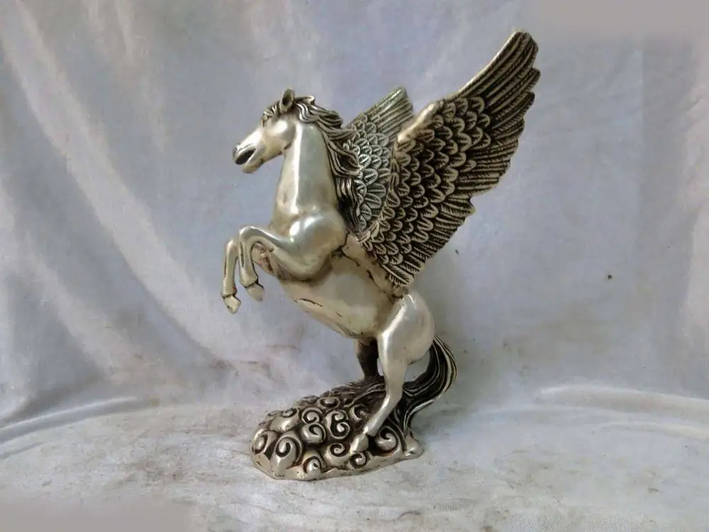 Free Shipping 9" China Silver fine carved lucky soar to great heights horse Sculpture Statue
Free Shipping 9" China Silver fine carved lucky soar to great heights horse Sculpture Statue