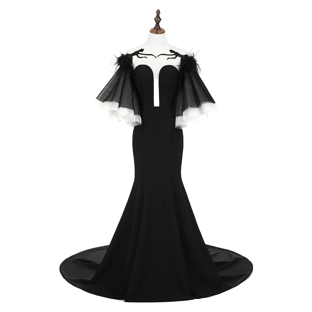 Sexy Open Back Evening Dresses Scoop Neckline Embroidery Appliqued Black Party Dresses Mermaid Cut Bridal Dresses New Arrival
Sexy Open Back Evening Dresses Scoop Neckline Embroidery Appliqued Black Party Dresses Mermaid Cut Bridal Dresses New Arrival