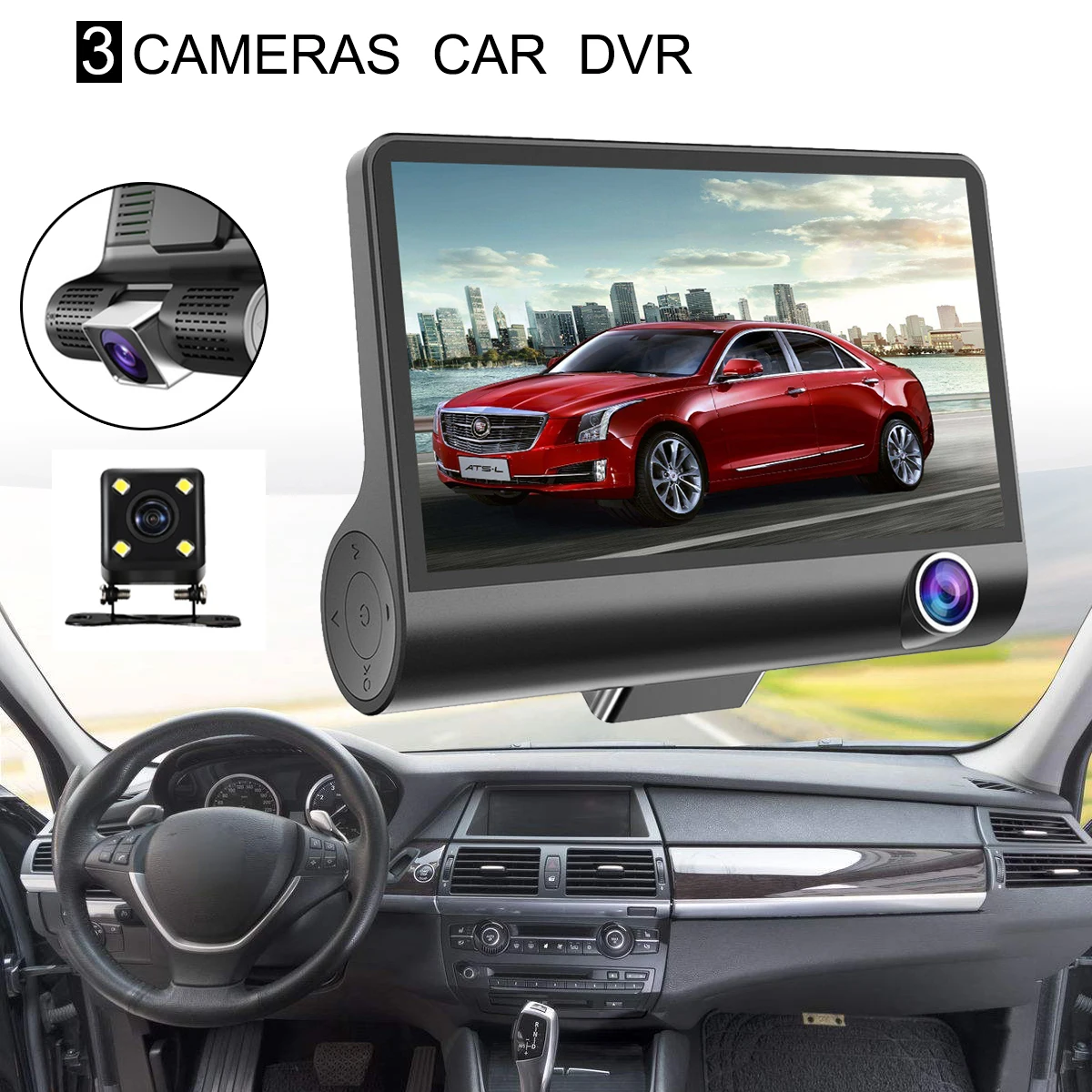 4 inch HD 1080P Three Lens Car Dash Camera Night Vision Cam Video Driving Recorder Suction cup bracket
4 inch HD 1080P Three Lens Car Dash Camera Night Vision Cam Video Driving Recorder Suction cup bracket