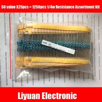 1250Pcs 1-1M Ohm 1/4w Resistance 1% Metal Film Resistor Resistance Assortment Kit Set 25 Kinds Each 50pcs 25values*50pcs=1250pcs
1250Pcs 1-1M Ohm 1/4w Resistance 1% Metal Film Resistor Resistance Assortment Kit Set 25 Kinds Each 50pcs 25values*50pcs=1250pcs