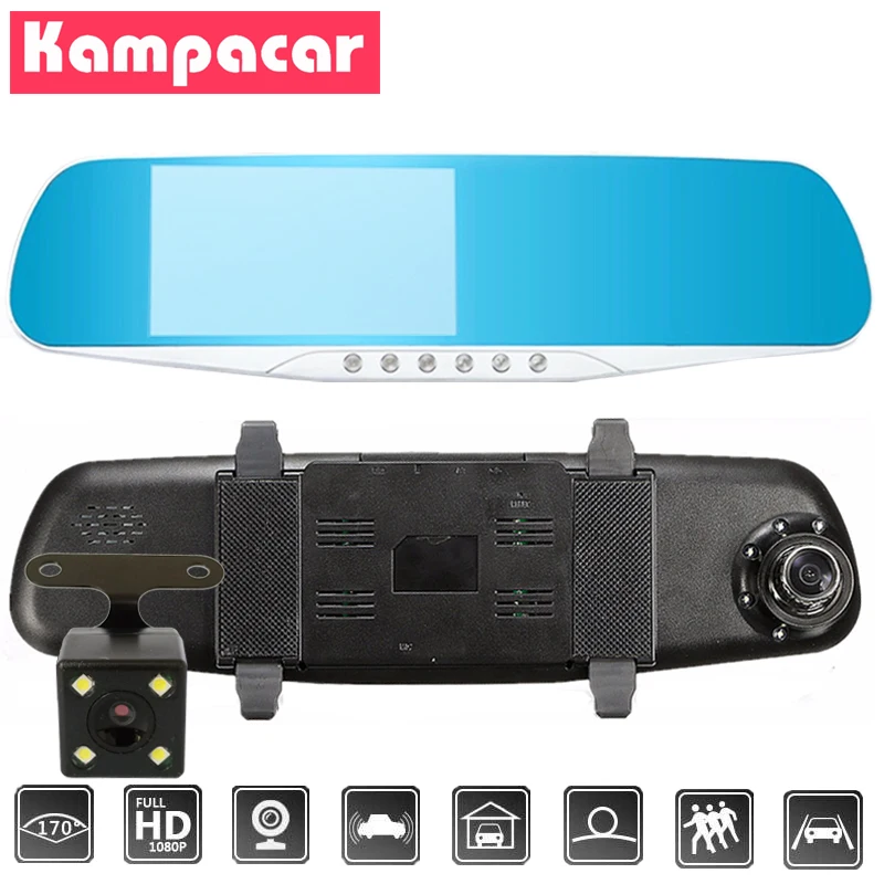 Kampacar 4.3 Inch Dual Lens DVRs With Two Cameras Auto Mirror With Video Recorder On Rear View Camera The Driver In The Car Dvr
Kampacar 4.3 Inch Dual Lens DVRs With Two Cameras Auto Mirror With Video Recorder On Rear View Camera The Driver In The Car Dvr