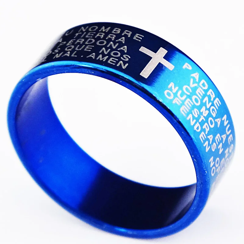 Guaranteed Genuine New 6m Religious Blue 316L Titanium Stainless Steel Cross Verses Men's Women Ring Wholesale Jewelry Lots A065
Guaranteed Genuine New 6m Religious Blue 316L Titanium Stainless Steel Cross Verses Men's Women Ring Wholesale Jewelry Lots A065