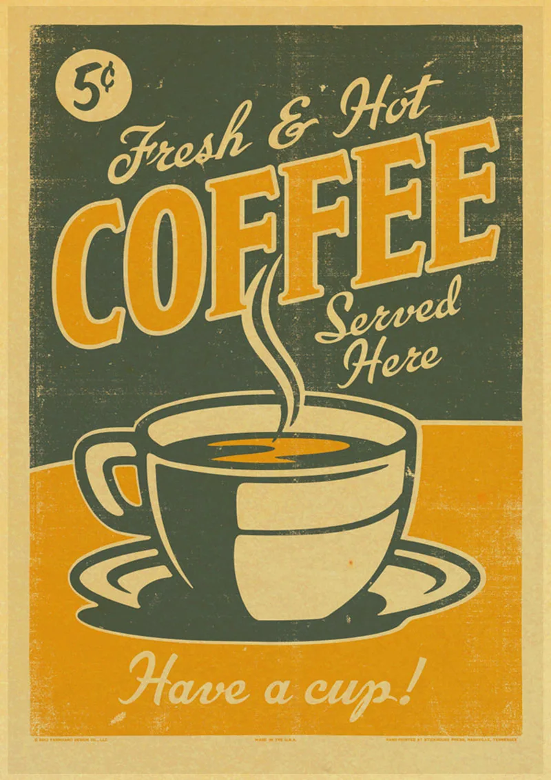 CARDEON Vintage Retro Kraft Paper Poster Coffee Chart Creative Unframed Indoor Art Wall Decoration51.5X36cm