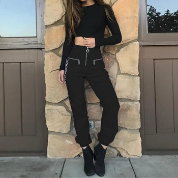 Helisopus High Waist Zipper Cargo Pants with Chain Black Casual Loose Sweatpants Women Joggers Hip Hop Trousers Streetwear
Helisopus High Waist Zipper Cargo Pants with Chain Black Casual Loose Sweatpants Women Joggers Hip Hop Trousers Streetwear