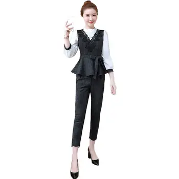 Women Spring Autumn Two Piece Set Outfits Lady Patchwork Tops And Striped Pants Suits Female Fashion Tracksuit Clothing F194
Women Spring Autumn Two Piece Set Outfits Lady Patchwork Tops And Striped Pants Suits Female Fashion Tracksuit Clothing F194