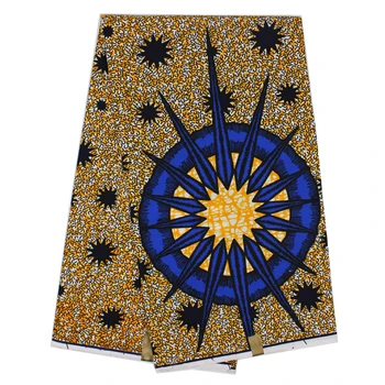 

New African Wax Print Fabric,Ankara Cotton Fabrics Batik Wax Kitenge Fabric 6 Yards Whole DF-378