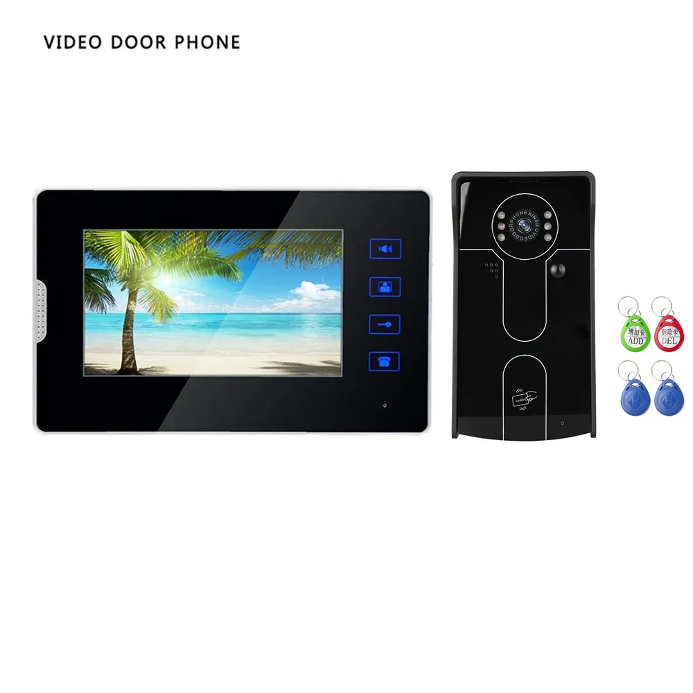 New home security 7'' tft lcd touch screen video door phone intercom system black outdoor unit rfid doorbell night vision 1v1
New home security 7'' tft lcd touch screen video door phone intercom system black outdoor unit rfid doorbell night vision 1v1
