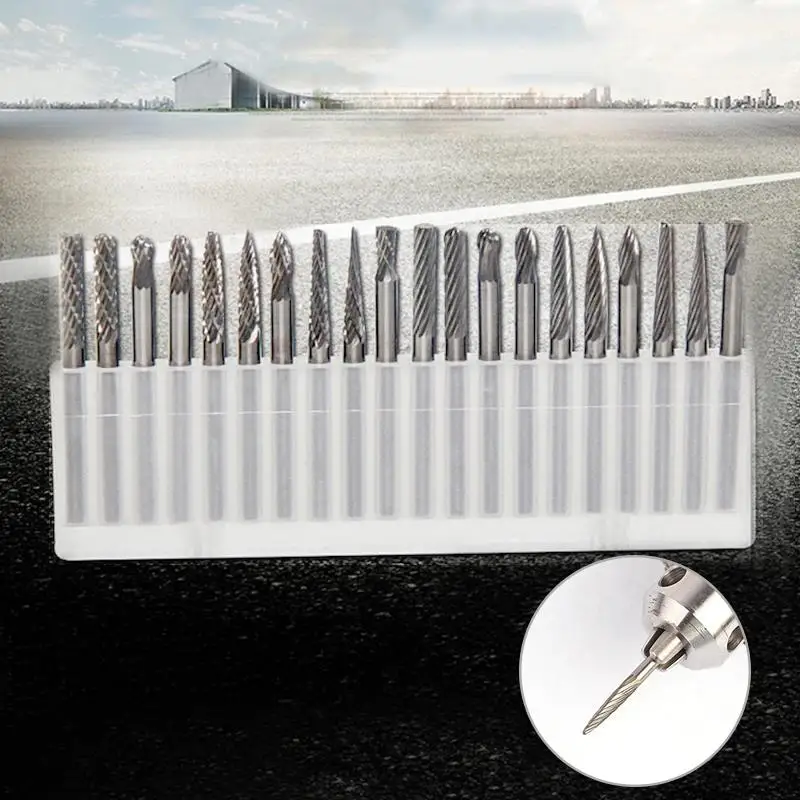 20pcs 3mm Shank Tungsten Steel Solid Carbide Rotary Files Diamond Burrs Set Fits Tool for Woodworking Drilling Carving Engravi
20pcs 3mm Shank Tungsten Steel Solid Carbide Rotary Files Diamond Burrs Set Fits Tool for Woodworking Drilling Carving Engravi