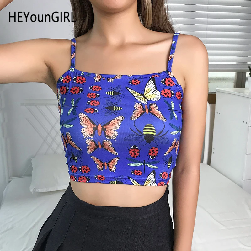 HEYounGIRL Butterfly Printed Sexy Crop Top Women Backless Sleeveless Spaghetti Strap Tops Tees Basic Vest Cami Top Blue Summer
HEYounGIRL Butterfly Printed Sexy Crop Top Women Backless Sleeveless Spaghetti Strap Tops Tees Basic Vest Cami Top Blue Summer