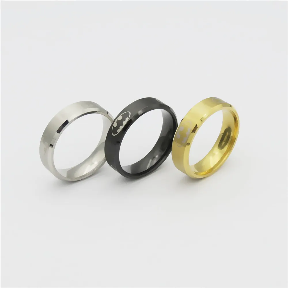 Классическое кольцо JUCHAO с Бэтменом 6 мм свадебное из нержавеющей стали цвет
