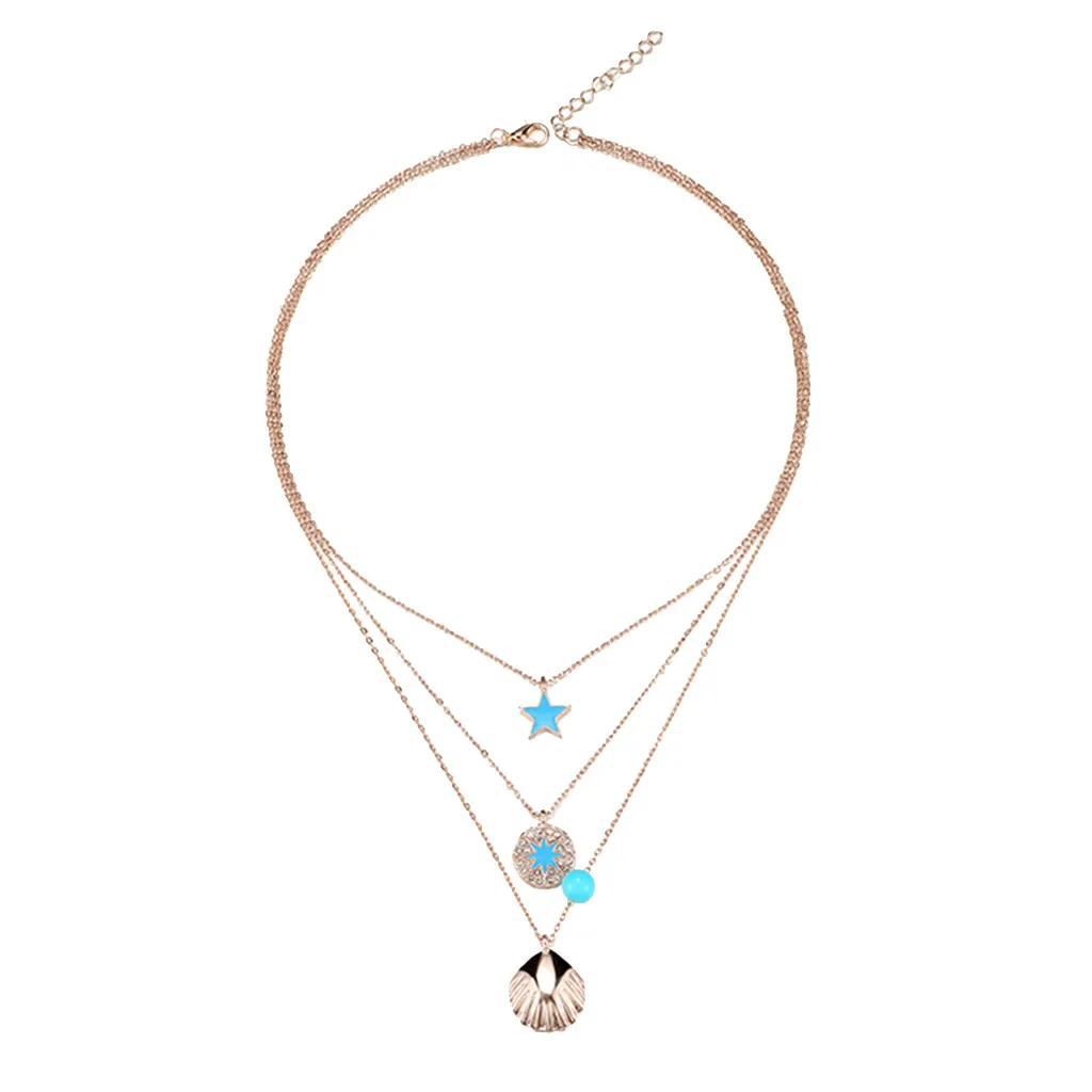 Bestnow New Fashion Trend 3 Layers Blue Star Shell Necklace Ladies Jewelry Stylish Wild Necklace High Quality Gift z0328 
Bestnow New Fashion Trend 3 Layers Blue Star Shell Necklace Ladies Jewelry Stylish Wild Necklace High Quality Gift z0328
