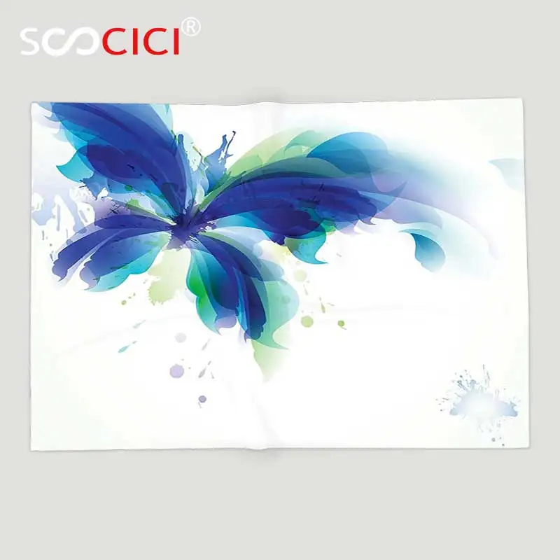 Custom Soft Fleece Throw Blanket Abstract Decor Huge Butterfly Ombre Modern Cool Design with Dots and Leaves Image Blue White
Custom Soft Fleece Throw Blanket Abstract Decor Huge Butterfly Ombre Modern Cool Design with Dots and Leaves Image Blue White