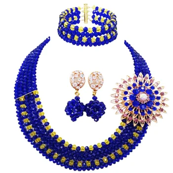 Nice Quality Royal Blue Yellow Nigeria Women Crystal Necklace Nigerian Wedding Beads Jewelry Sets for Couples 5C-ST-33
Nice Quality Royal Blue Yellow Nigeria Women Crystal Necklace Nigerian Wedding Beads Jewelry Sets for Couples 5C-ST-33
