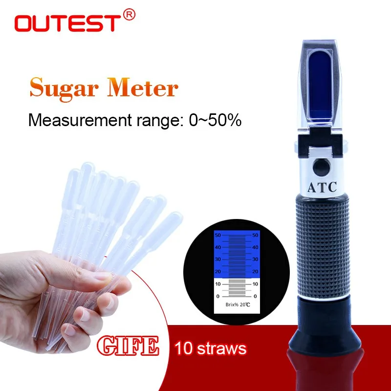 OUTEST Brix Refractometer sugar meter 0~50% RHB-32ATC Optical Sugar Food Beverages ATC Content RZ114 Meter Tool Test
OUTEST Brix Refractometer sugar meter 0~50% RHB-32ATC Optical Sugar Food Beverages ATC Content RZ114 Meter Tool Test