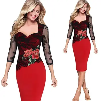 Show Slim Women Vintage Sexy Floral Red Lace Party Dress Sexy Elegant Bodycon Slim Three Quarter Patchwork Clothing Female
Show Slim Women Vintage Sexy Floral Red Lace Party Dress Sexy Elegant Bodycon Slim Three Quarter Patchwork Clothing Female
