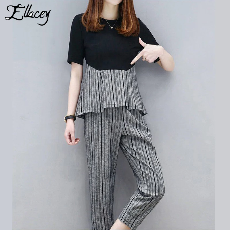 Ellacey 2019 Summer Tracksuit For Women Striped Plus Size 2 Piece Outfit Women's Suit Oversize Shirt Two Piece Set Top and Pants
Ellacey 2019 Summer Tracksuit For Women Striped Plus Size 2 Piece Outfit Women's Suit Oversize Shirt Two Piece Set Top and Pants