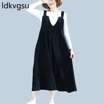 Large Size Women Corduroy Strap Dress 2019 Spring New Solid Sleeveless A-line Dresses Female Casual Loose Vestido Mujer f021 
Large Size Women Corduroy Strap Dress 2019 Spring New Solid Sleeveless A-line Dresses Female Casual Loose Vestido Mujer f021