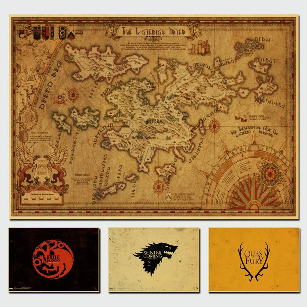 Game of Thrones Map Symbol TV Poster/Wall Decor/Kraft Paper/Bar Poster/Decorative Painting/Retro Poster
Game of Thrones Map Symbol TV Poster/Wall Decor/Kraft Paper/Bar Poster/Decorative Painting/Retro Poster