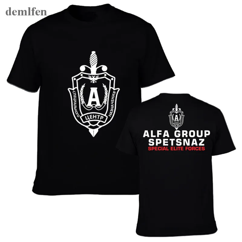 Russia Alfa Group Spetsnaz Special Elite Forces t-shirt Men Cotton short sleeve tops tees Fashion Men's T Shirts
Russia Alfa Group Spetsnaz Special Elite Forces t-shirt Men Cotton short sleeve tops tees Fashion Men's T Shirts