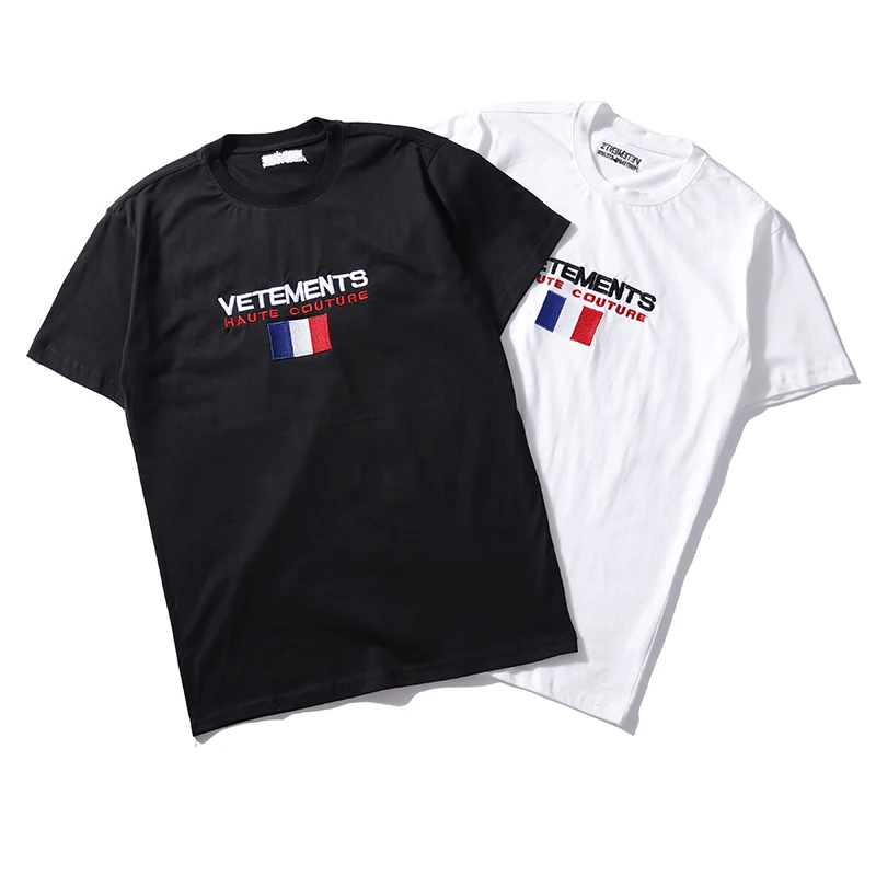 Vetements HAUTE-COUTURE Flag of France Embroidery T-Shirts Men Spring Summer Loose Cotton T-shirt Black And White O-Neck Tees
Vetements HAUTE-COUTURE Flag of France Embroidery T-Shirts Men Spring Summer Loose Cotton T-shirt Black And White O-Neck Tees
