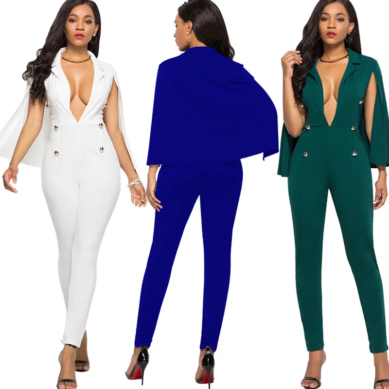 Black White Party Elegant Wrap Plunging Deep V Neck Cloak Long Sleeve Solid High Waist Tunic Maxi Jumpsuit Women Casual Overalls
Black White Party Elegant Wrap Plunging Deep V Neck Cloak Long Sleeve Solid High Waist Tunic Maxi Jumpsuit Women Casual Overalls