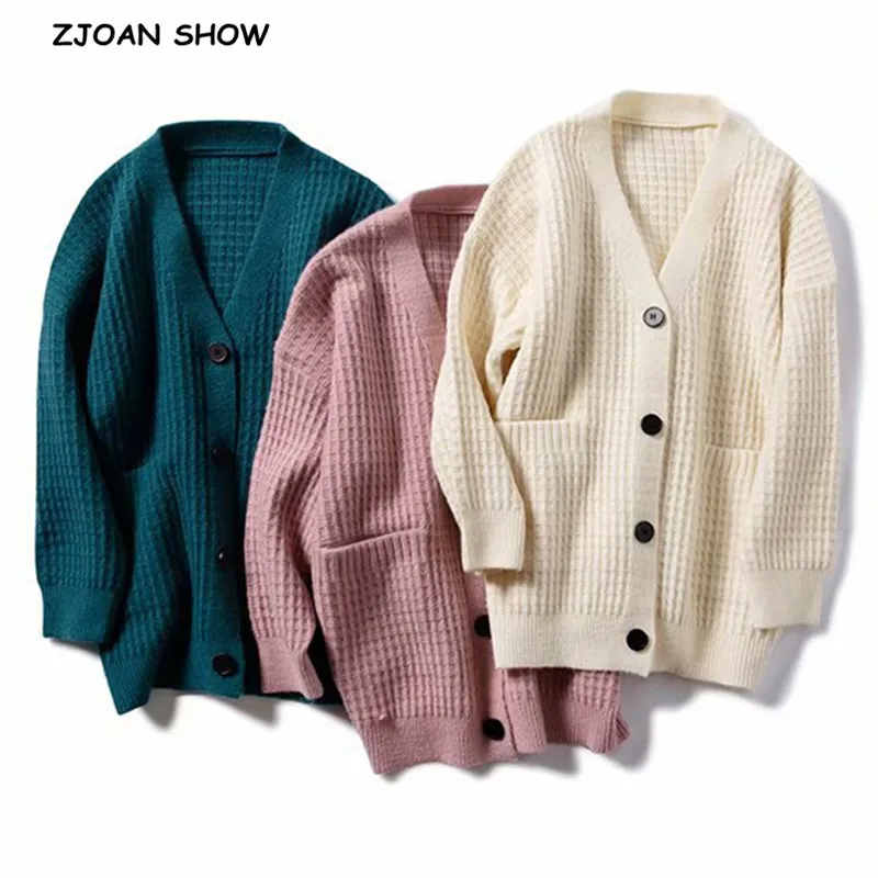 4 colors 2019 CHIC Plaid pattern V neck Double Pockets Cardigan Vintage Woman Long sleeve Knit Loose Knitwear Oversize Jumper
4 colors 2019 CHIC Plaid pattern V neck Double Pockets Cardigan Vintage Woman Long sleeve Knit Loose Knitwear Oversize Jumper