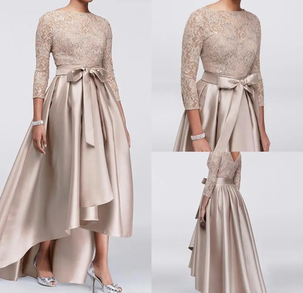 High Low Lace Mother Of the Bride Dresses 2019 New A-Line Beaded Bow Sash 3 4 Long
High Low Lace Mother Of the Bride Dresses 2019 New A-Line Beaded Bow Sash 3 4 Long