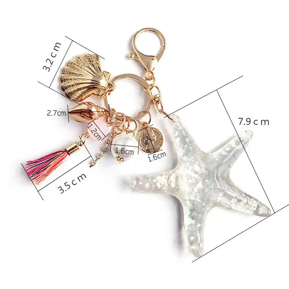 fashion creative keyring keychain starfish shell