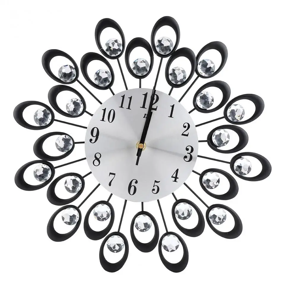 Flower-Shaped Wall Clock Creative Iron European Style Flower-Shaped Wall-Mounted Clock Diamond Hanging Wall Clock Huge Wall Clock Flower-Shaped Wall Clock
