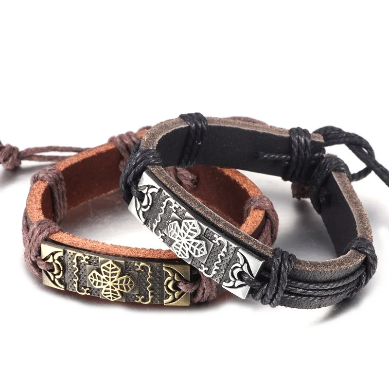 Rope Leather Chain Lucky Four Leaf Clover Irish Good Luck Bracelet For Women 2 Colors Colours St. Patrick's Day Accessories
Rope Leather Chain Lucky Four Leaf Clover Irish Good Luck Bracelet For Women 2 Colors Colours St. Patrick's Day Accessories