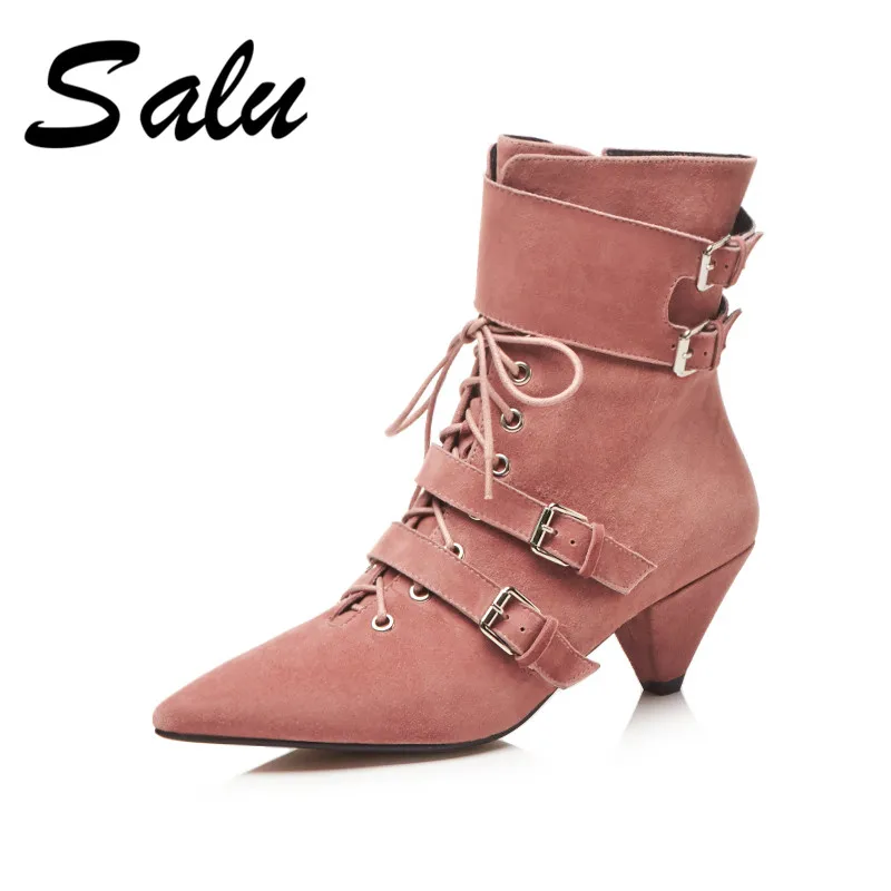 Salu 2019 New Women Boots Pointed Toe Elastic High Boots Slip On High Heel Ankle Boots Women lace up boots Botas
Salu 2019 New Women Boots Pointed Toe Elastic High Boots Slip On High Heel Ankle Boots Women lace up boots Botas