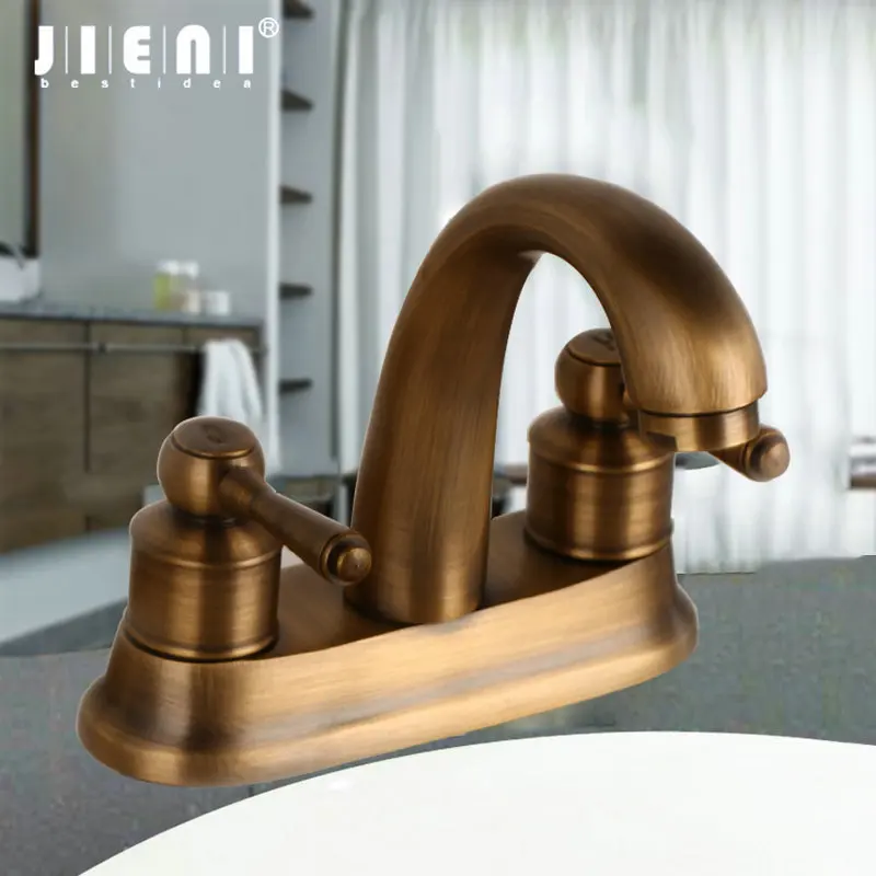 JIENI Antique Brass 360 Swivel 2 Handles Stream Spout Bathroom Basin Vessel Sink Vanity Mixer Tap Faucet
JIENI Antique Brass 360 Swivel 2 Handles Stream Spout Bathroom Basin Vessel Sink Vanity Mixer Tap Faucet