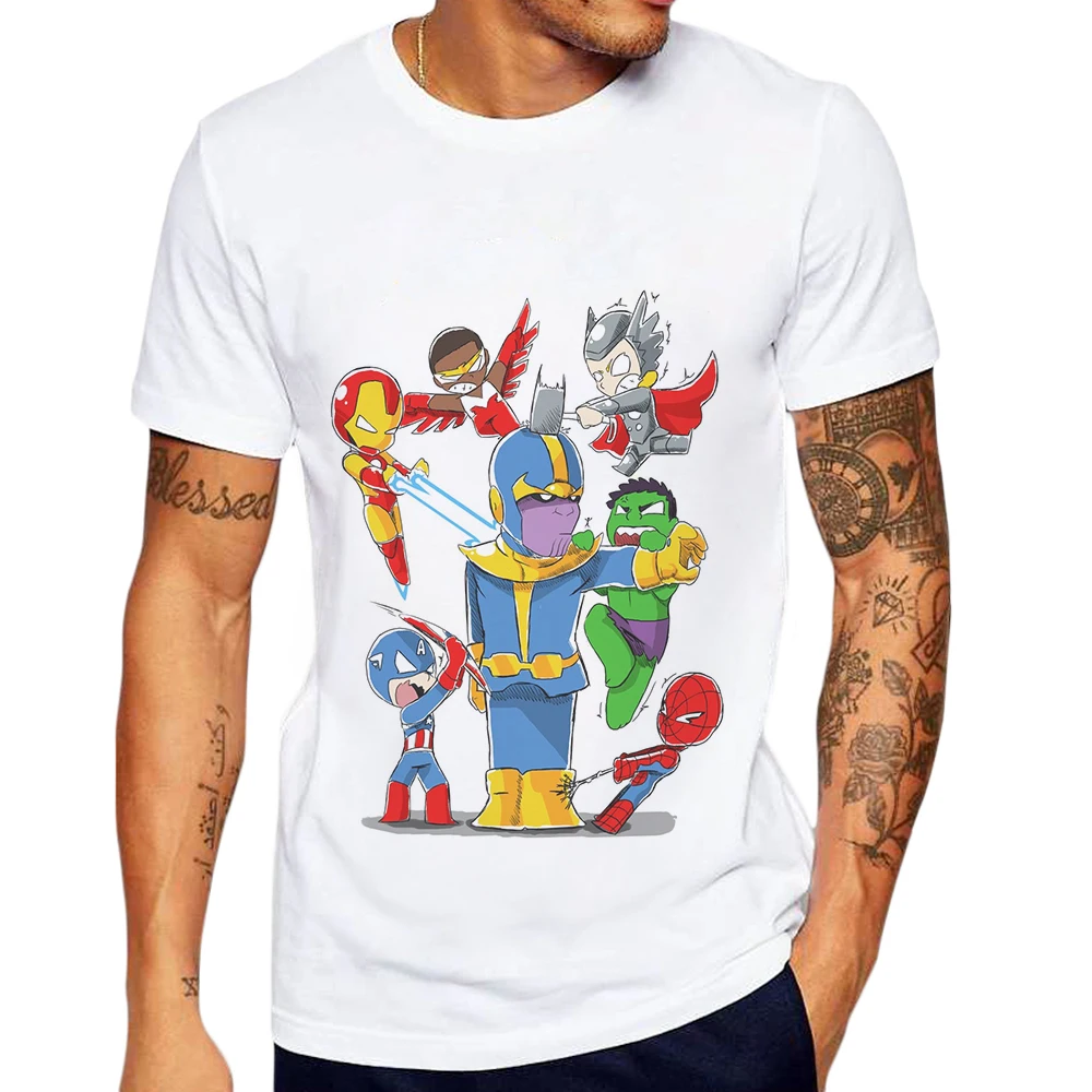 Funny Anime Super Hero T Shirt Men Avenger Thanos Cartoon Design Man T-shirt Cotton Short Sleeve Streetwear Tops Tee Shirts Sale
Funny Anime Super Hero T Shirt Men Avenger Thanos Cartoon Design Man T-shirt Cotton Short Sleeve Streetwear Tops Tee Shirts Sale