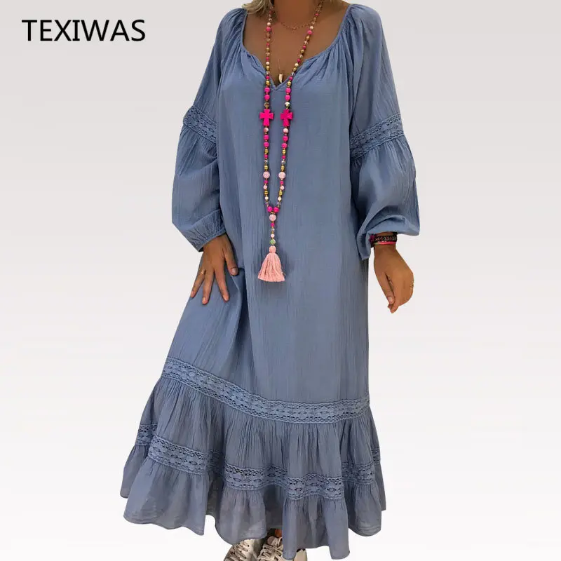 TEXIWAS Hollow patchwork ruffle V-neck lace dress women Elegant long Pullover Bodycon dress 2019 spring new Female party dress
TEXIWAS Hollow patchwork ruffle V-neck lace dress women Elegant long Pullover Bodycon dress 2019 spring new Female party dress