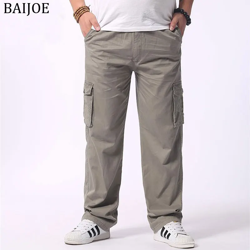 BAIJOE мужские брюки-карго свободного покроя с карманами в стиле милитари брюки