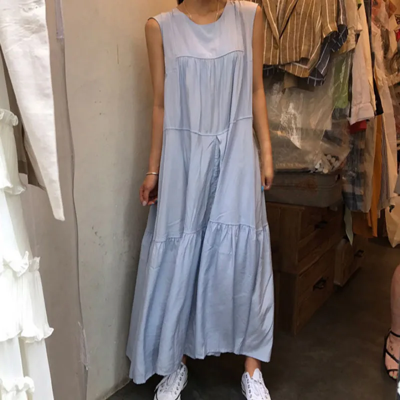 Women Summer Long Blue Dress Ruffle Sleeveless Vestidos Plus Size Straight Robe Longue Femme Ete Sukienki Sommerkleid Jurken
Women Summer Long Blue Dress Ruffle Sleeveless Vestidos Plus Size Straight Robe Longue Femme Ete Sukienki Sommerkleid Jurken