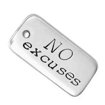 Two sided engraved message rectangle stamped No Excuses Pendant alloy eco friendly jewelry making accessory
Two sided engraved message rectangle stamped No Excuses Pendant alloy eco friendly jewelry making accessory