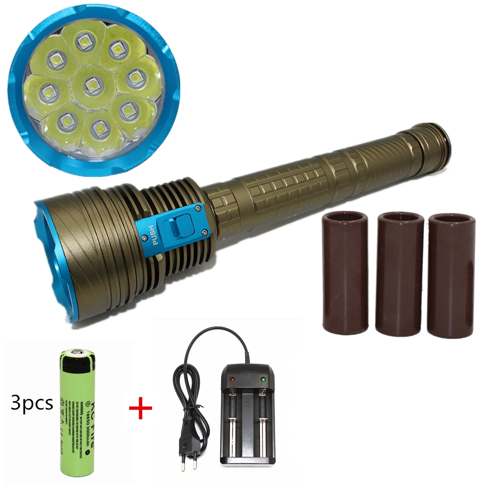 9000 Lumens Underwater diving flashlight 9 x L2 LED Waterproof light XM-L2 dive torch lanterna
9000 Lumens Underwater diving flashlight 9 x L2 LED Waterproof light XM-L2 dive torch lanterna